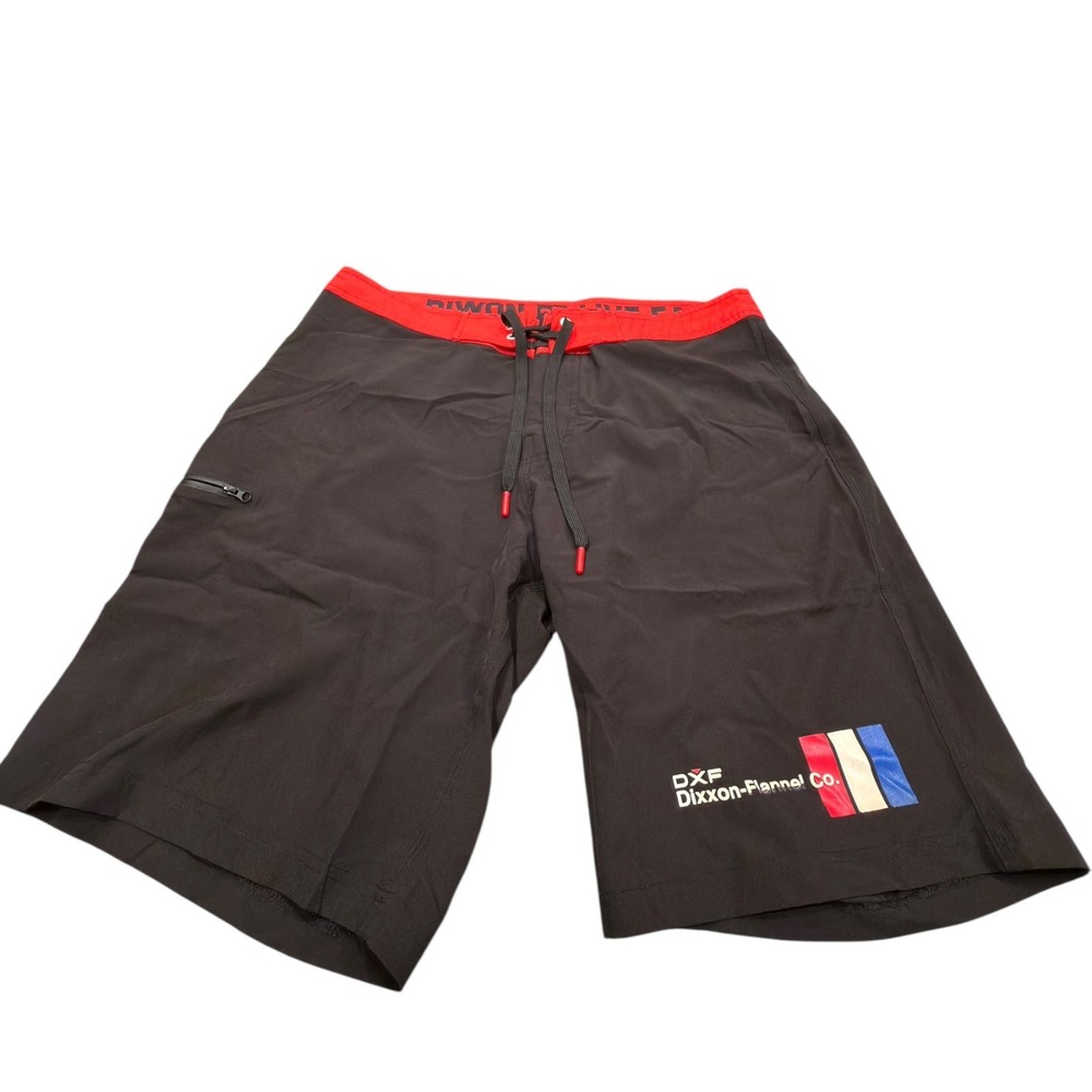 Dixxon Flannel Co Mens Live Fast Board Shorts Black Red Size 34 Swim Trunks DXF